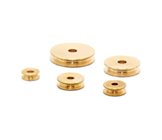 Brass pulley, outside diameter 10, hole diameter 2 mm