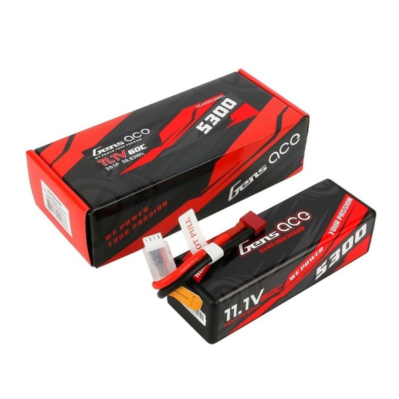 Batería Gens Ace, Lipo 3S 11.1V 5300mAh 60C Hardcase 15# Deans